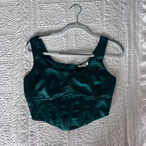 La Hearts Green Crop Bustier Tank Top